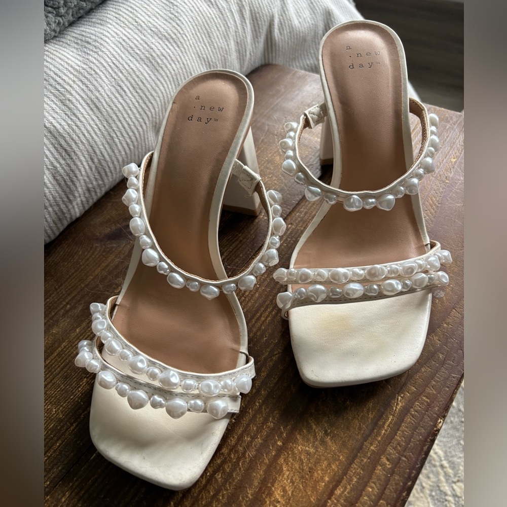 a new day White Pearl Embellished Heels